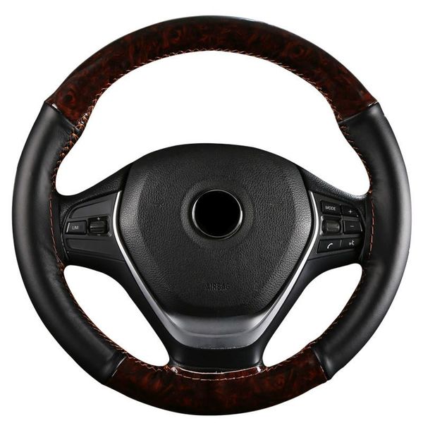 

steering wheel covers diy car braid leather with wood cover hand sewing auto wheels case needle and thread universal