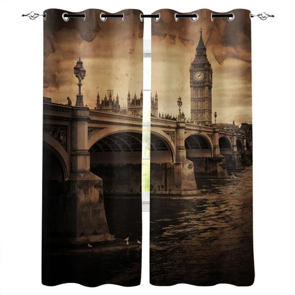 

curtain & drapes river sky building clock retro window treatments curtains valance room large bathroom decor kids