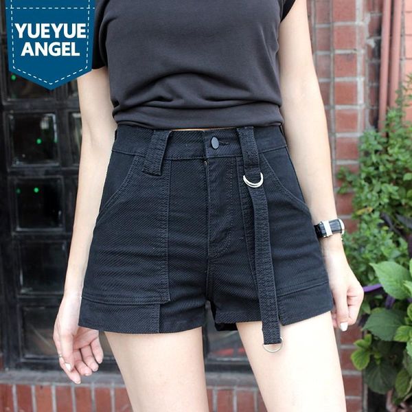 

street shorts women high waist loose work denim summer white black a-line wide leg pants vintage women's jeans, Blue