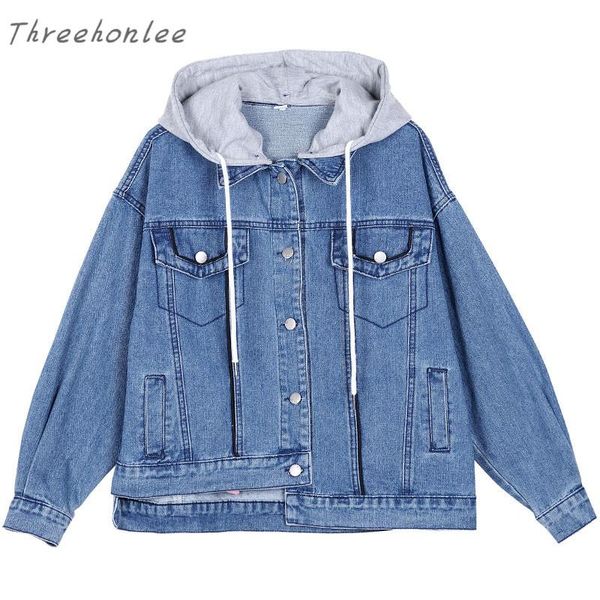 

women's jackets autumn korean denim jacket loose detachable hooded baseball fashion casual, Black;brown