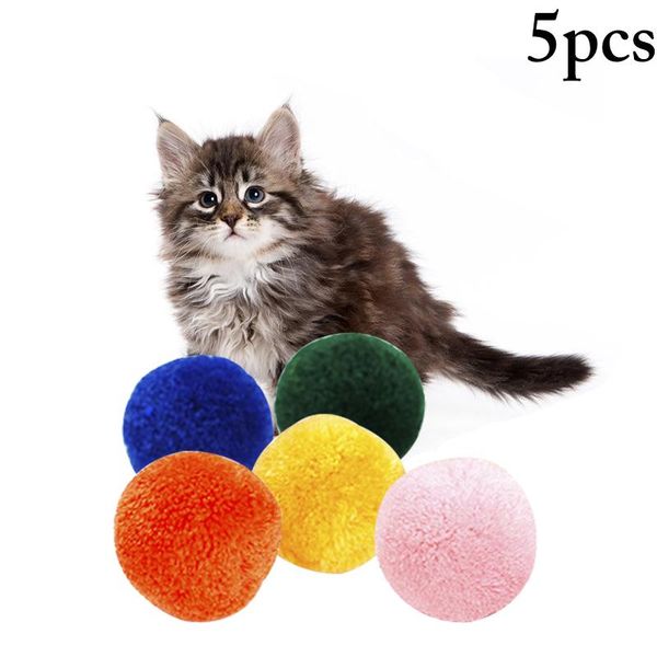 

cat toys 5pcs pompom toy interactive plush colorful kitten ball chase for cats