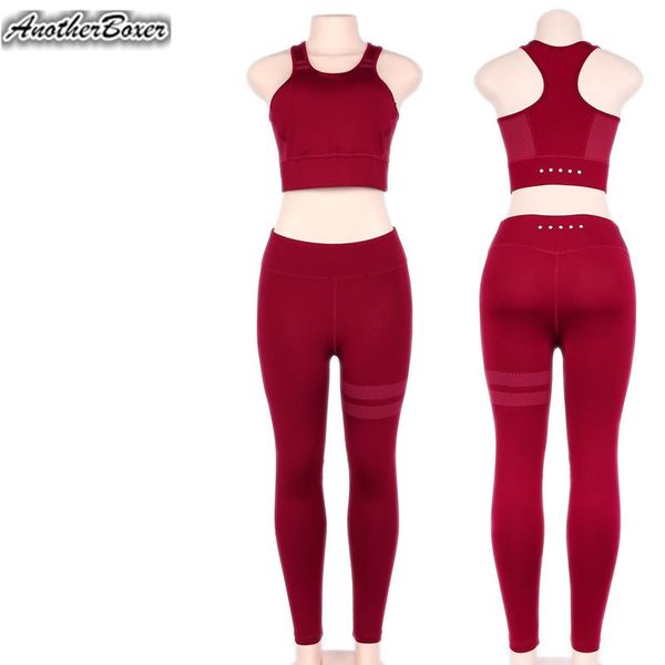 

yoga outfits 2pcs/set set women sport suit bra+pants high waist leggings running jogging workout sportswear fitness gym clothing, White;red