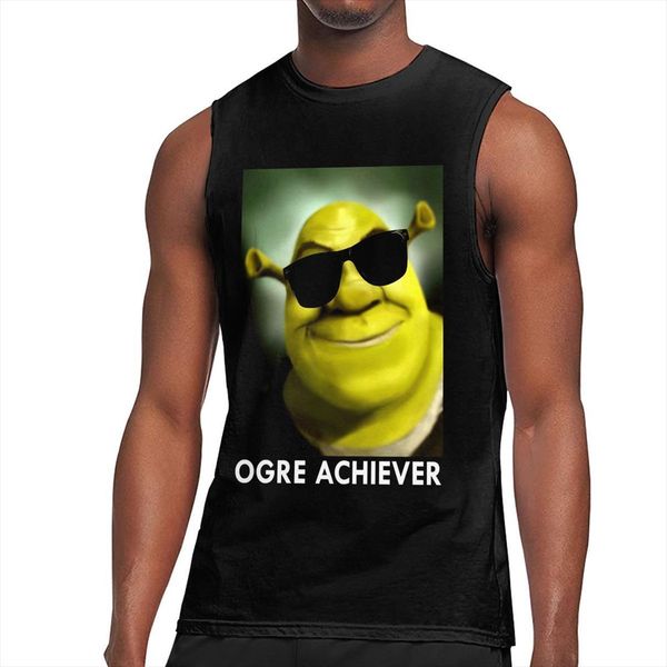 

shrek comedy film ogre achiever bodybuilding muscle tank men gyms fitness workout sleeveless male clothing vest, White;black