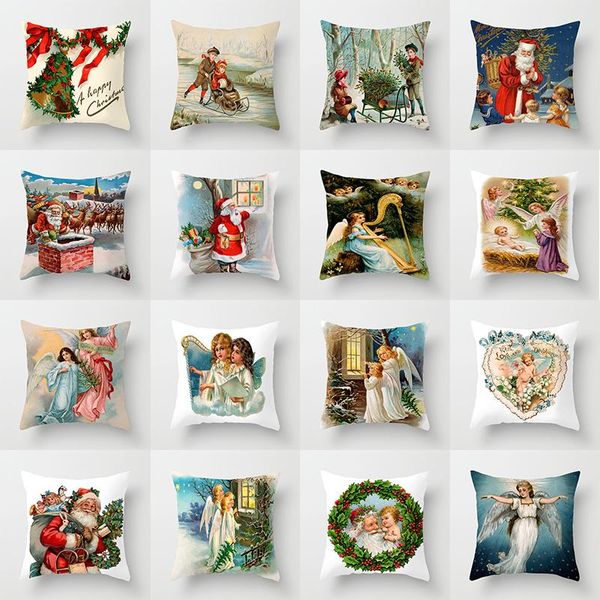 

pillow case christmas throw angle santa claus cushion covers for home sofa chair decorative pillowcases