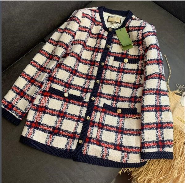 

women's woolen coat, tweed catwalk style, autumn and winter new plaid woven tweed coat, mid-length coat, Black