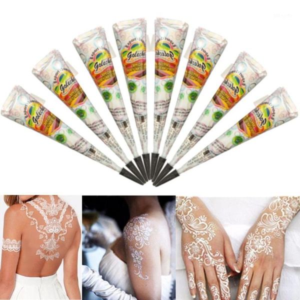 

piece white body art henna tattoo cream cone temporary leg drawing painting ink1