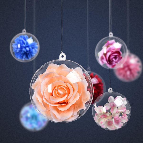 

party decoration 1/5pcs 4/5/6/7cm transparent open plastic christmas decorations ball clear bauble ornament gift present box