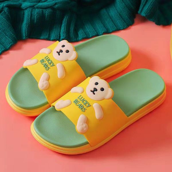 

slippers summer women's thick bottom two-color cartoon pattern cool soft anti-skid home bathroom slipper 36-41, Black