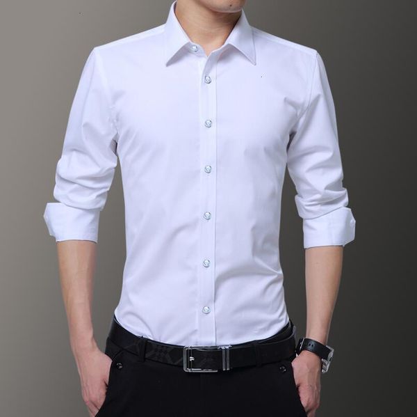 

men's dress shirts solid long sleeve men autumn fashion designer shirt non iron slim fit business s gtxp, White;black