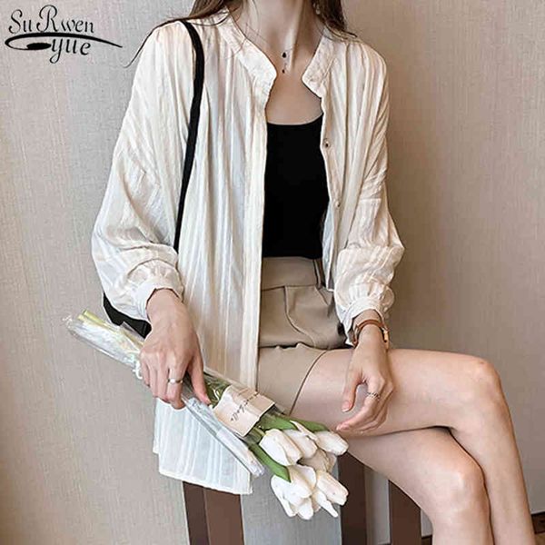 

casual plus size solid cardigan blouse women autumn long sleeve cotton shirt loose ladies blusas mujer 10286 210427, White