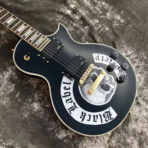 

custom les p electric guitar in black color