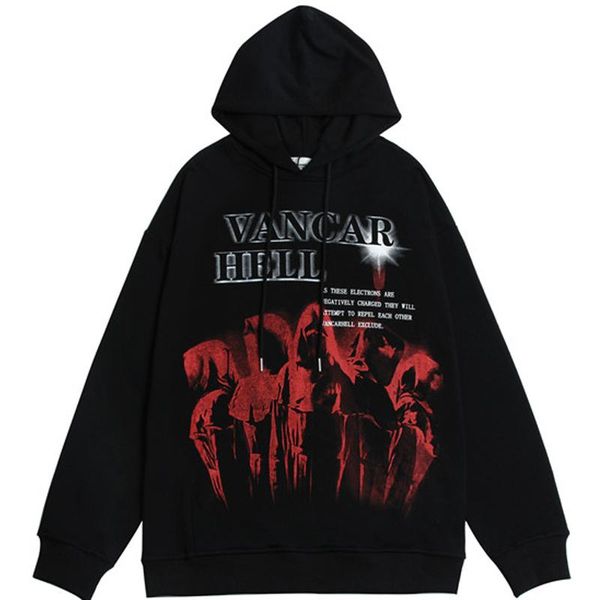 

men's hoodies & sweatshirts men figure printing gothic hoodie american hip hop vintage oversized streetwear male autumn cotton soft pul, Black