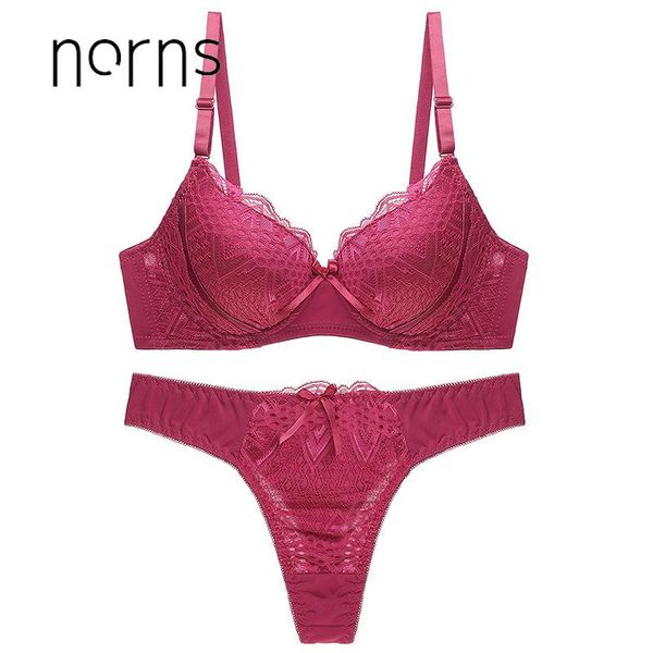 

bras sets norns women's large size underwear set transparent bra push up red lace embroidery intimate lingerie, Red;black