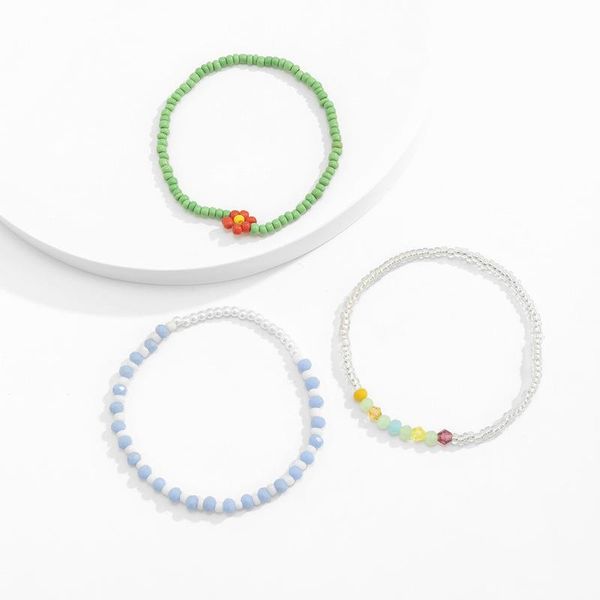 

charm bracelets delicate contrasted arcylic beaded for women girls multi layers little red flower chic accessories, Golden;silver