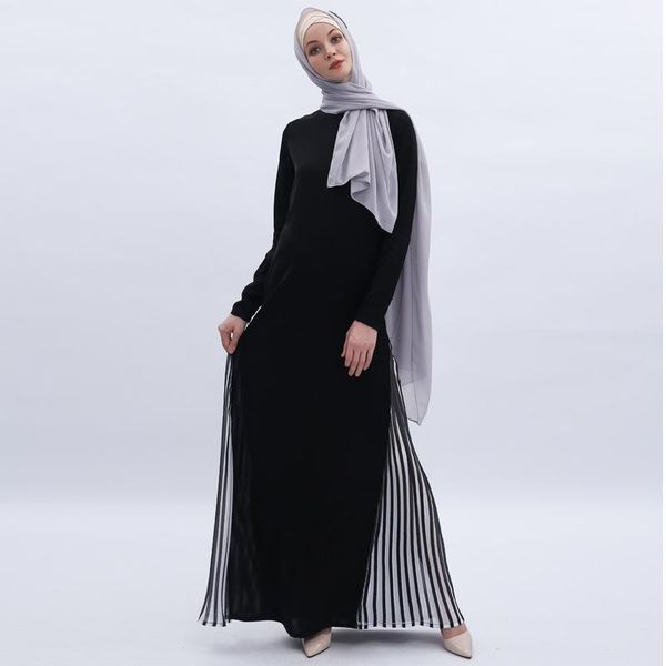 

muslim dress women middle east creasing round neck long abaya turkey dubai dressest donsignet ethnic clothing, Red