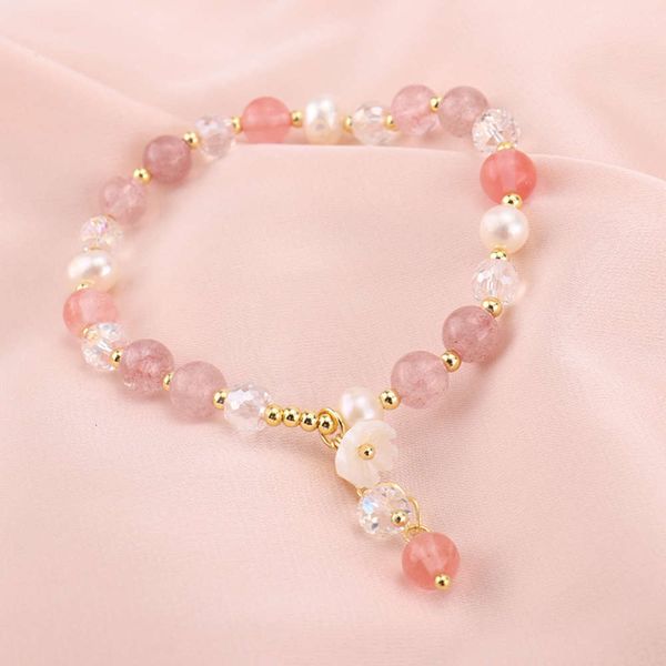 

pearl bracelet korean cute niche design ins shell flower fresh gift crystal hand ornament direct sale, Black