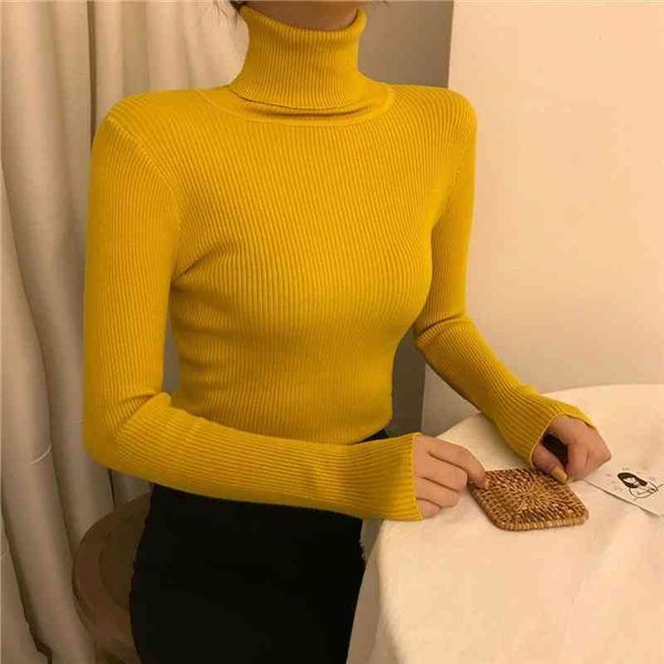 

women turtleneck knitted sweater autumn spring female long sleeve pullover knitwear slim sweaters wdc8684, White;black