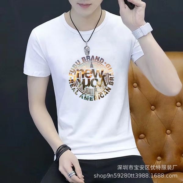 

short t-shirt summer trend half sleeve t-shirt korean slim fit men's and bottom shirt, White;black