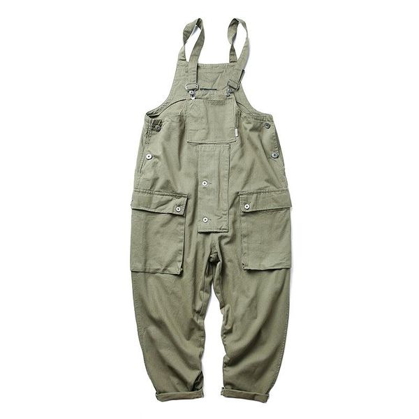 

men's pants overalls loose suspenders spring and autumn trousers casual one-piece tide brand workers, Black