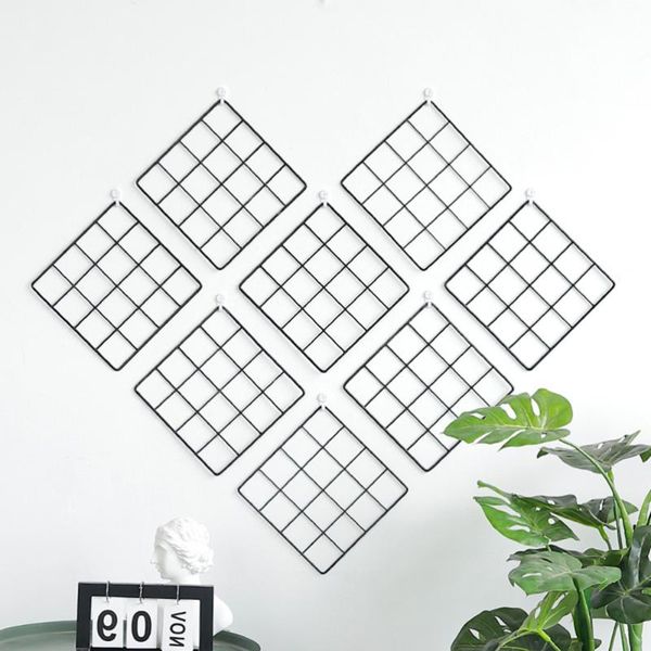 

frames 4pc po iron square grids diy picture wall hanging decoration for home bar cafe (black)