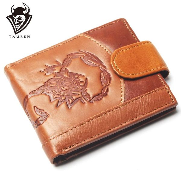 

wallets coin purse mens retro scorpion pattern wallet genuine leather for men card holder strong, Red;black