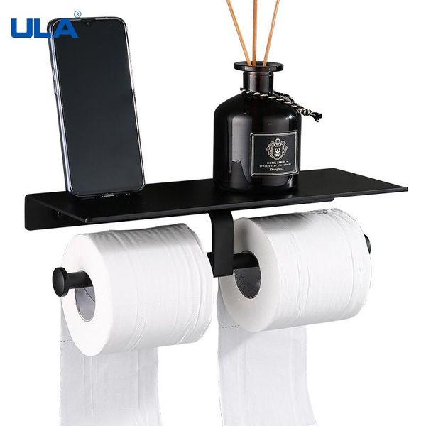 

toilet paper holders ula matte black double holder wall mounted bathroom accessories phone rack shelf space aluminum organizer