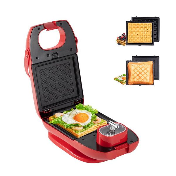 

baking moulds mini waffle breakfast sandwich maker with timer, 3-in-1 detachable non-stick coating, double-sided heating, non-slip feet