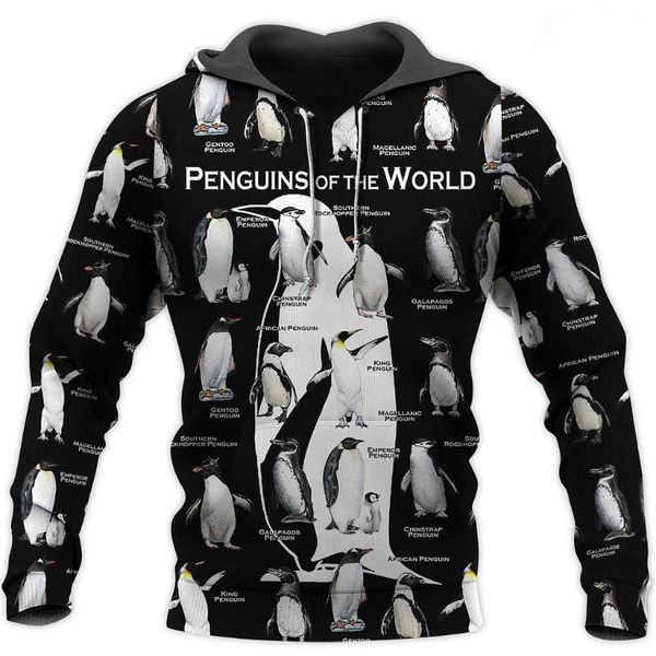 

men's hoodies & sweatshirts love penguins 3d all over printed jacket men/women harajuku hoodie casual streetwear sweatshirt pullover, Black