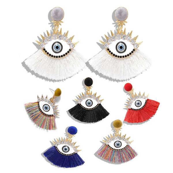 

earrings evil eye statement tassel ,good luck earrings, stud, Golden;silver