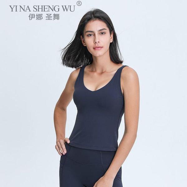

women longline yoga gym workout crop tank with padded bra comfortable snug jogging fit sleeveless u-neck shirt outfit