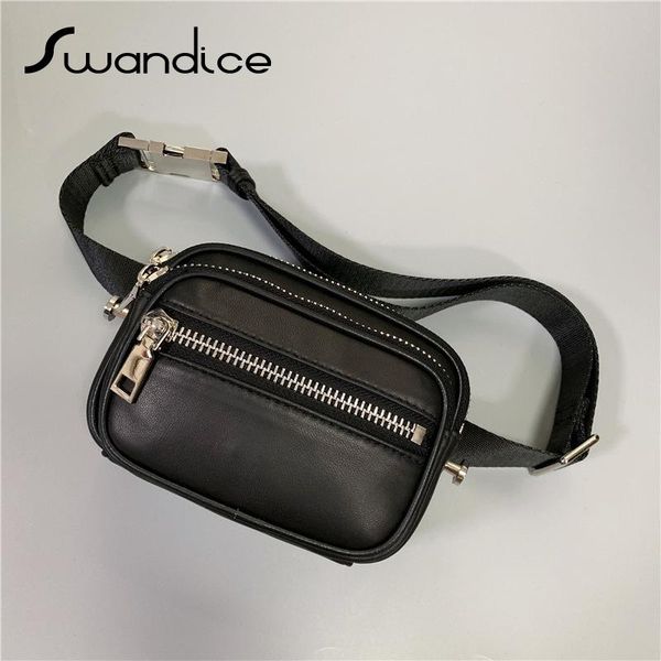 

waist bags 100% real genuine cow leather fanny packs chest bum belt crossbody messenger shoulder handbags women female men 2021