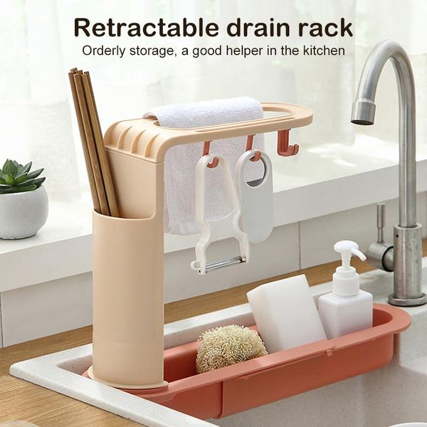 

sink rack holder expandable storage drain basket sponge soap drainer tray for home kitchen ud88 & organization