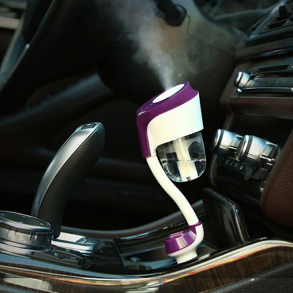 

dc12v car charger ultrasonic air humidifier with 2 usb port mini car air humidifier car air purifier essential oil diffuser 50ml