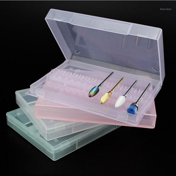 

slots drill bit holder storage box acrylic clear for electric nail files transparent bits container case1