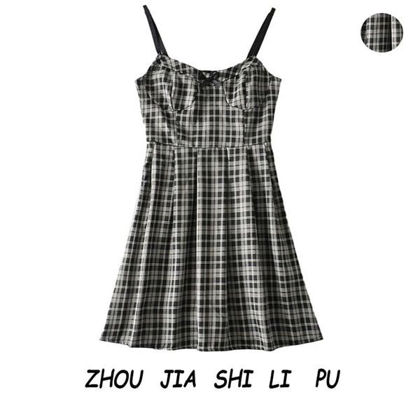 

casual dresses little french girl's first love lattice suspender dress 2021 bra style waist down a-line, Black;gray