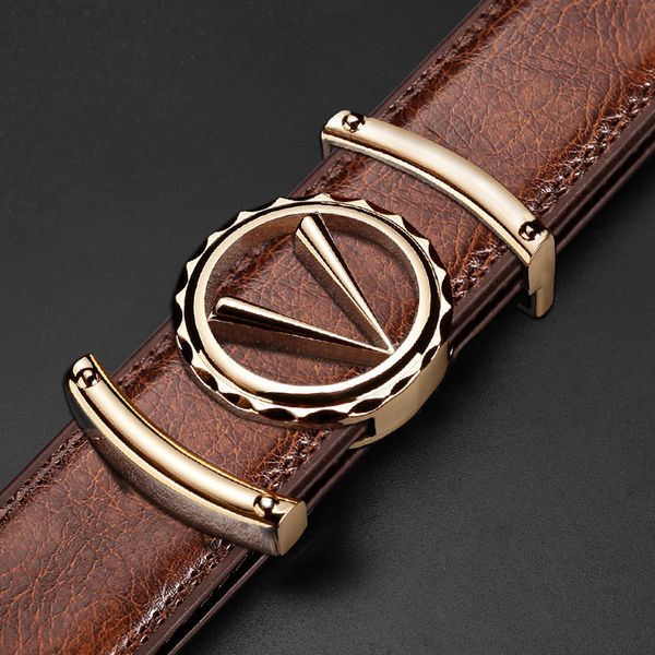 

men's leather belt fashion smooth buckle men's youth business leisure, Black;brown