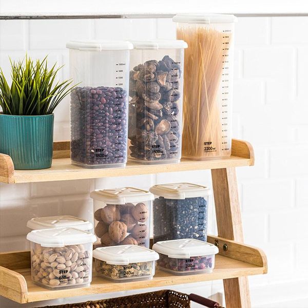 

kitchen sealed jars with lid storage organizer rice dispenser plastic container grain tanks candy boxes bottles &