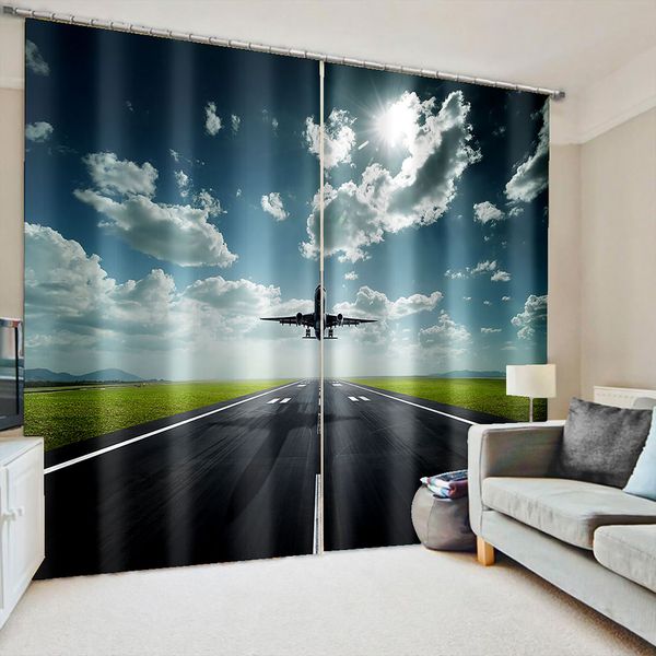 

modern home decoration blackout blue sky fly curtains 3d window curtain for living room
