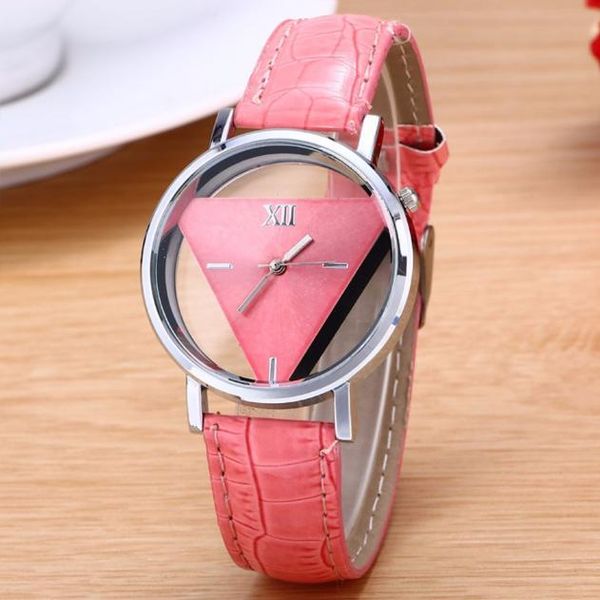 

wristwatches womens watch mens unique hollowed-out triangular dial black fashion for women luxury casual date 2021, Slivery;brown