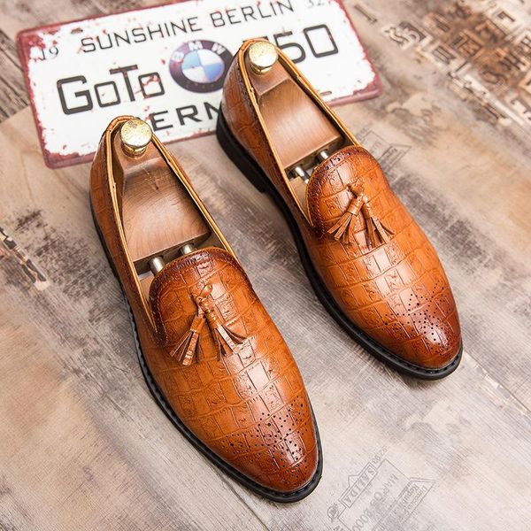 

tassel leather shoes men's large size fashion hair dress, Black