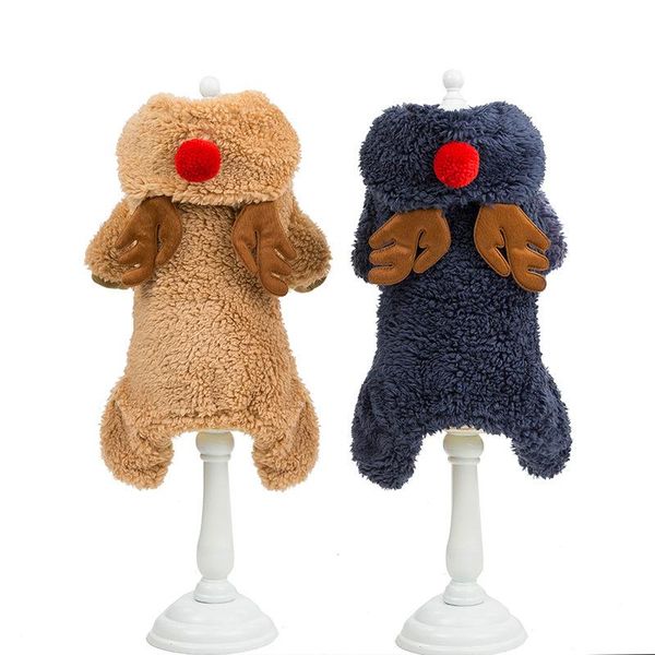 

dog apparel pet hoodie puppy clothe lint leisure autumn winter dogs thick version christmas deer down jacket small clothes