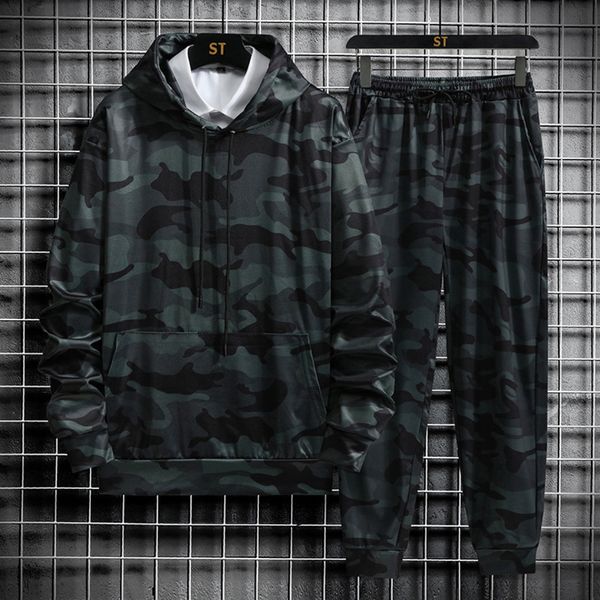 

delivery of spring autumn new wear men's pullover sports and leisure group cloth long sve camouflage suit, Gray