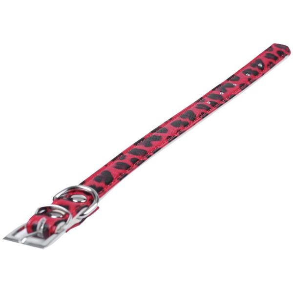 

dog collars & leashes adjustable pu leather red leopard collar for dogs cats size xs