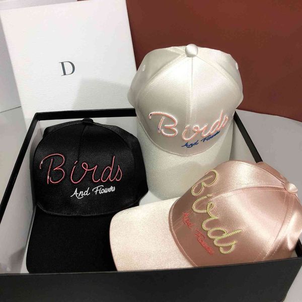 

new designer satin smooth baseball cap fashion personality three dimensional embroidery letter cap net red street pat, Black;white