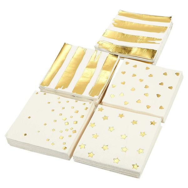 

selling disposable party paper napkin gold stamping star dot decoration