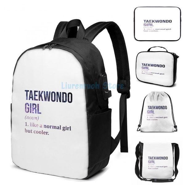 

funny graphic print taekwondo(3) usb charge backpack men school bags women bag travel laptop