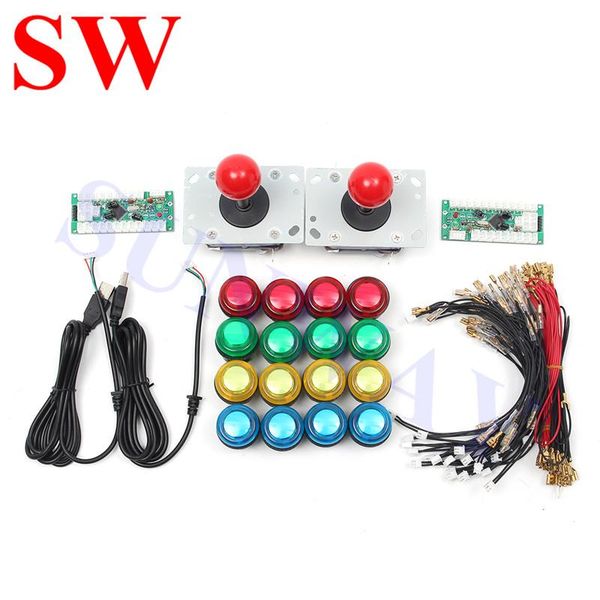

game controllers & joysticks 2 player arcade diy kits zippyy +led illuminated push buttons +green usb controller for control kit