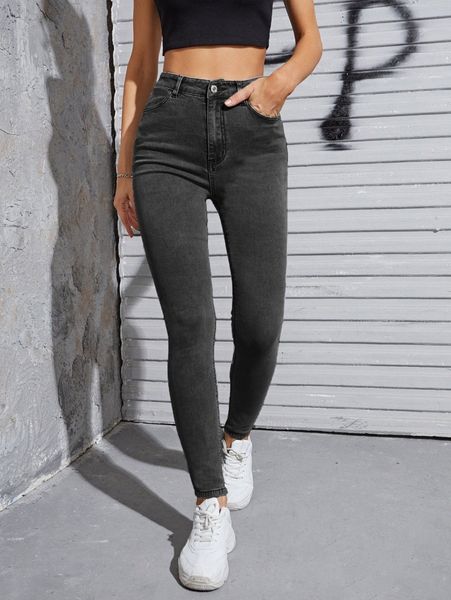 

high waist skinny jeans d4ca#, Blue