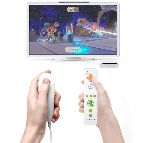 

game controllers & joysticks bluetooth controller supporting motion plus, two-in-one nunchaku wireless remote control compatible with wii