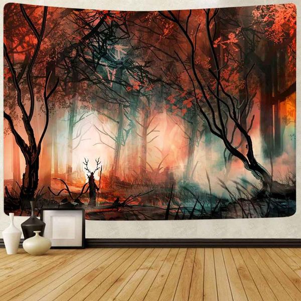 

tapestries simsant magical forest tapestry tree plants art wall hanging for living room bedroom home blanket decor
